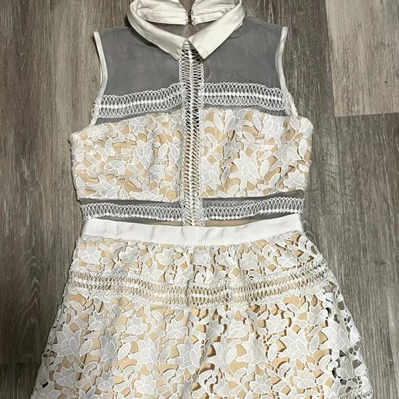 Self Portrait Graciella White Sheer Panelled Dress - Picture 2 of 5